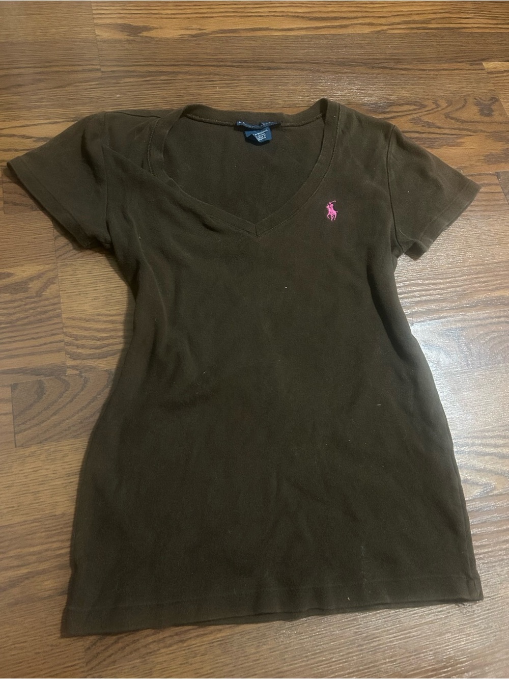 Ralph Lauren Crewneck Tee - Olive Green with Navy Label